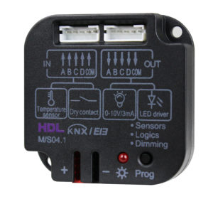 KNX 4 Kanals Inngangsmodul for binær, temperatursensor og 0-10V