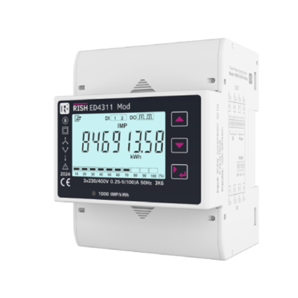 3-fase DIN-montert energimåler AC 100A, 4 moduls